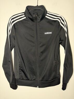 Adidas women jacket Black Performance Top White Logo Tag EUC Small casual